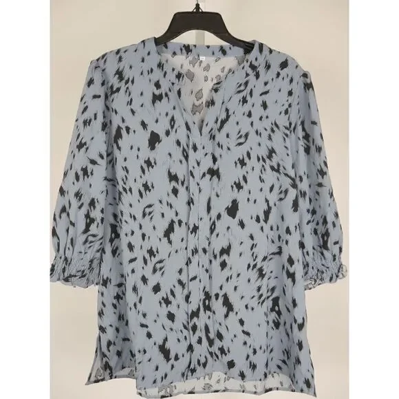 Women's Blue 3/4 Puff Sleeve Top XL - Picture 2 of 7